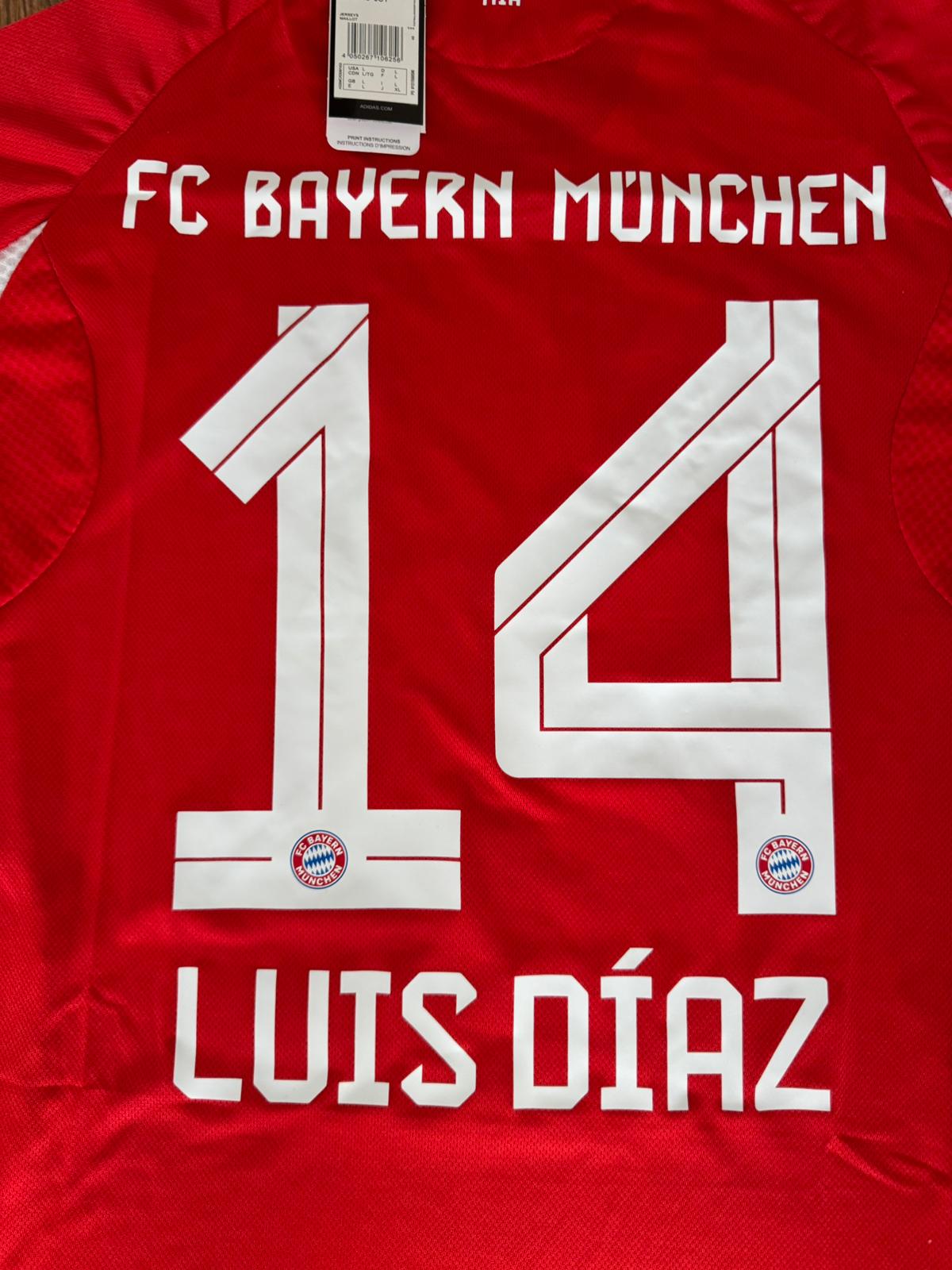 Fußball Trikot Rot Weiß – Größe L – Nr. 14 Luis Díaz