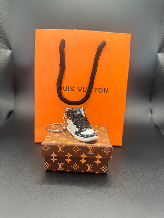 Luxus Miniatur-Sneaker Schlüsselanhänger – Schwarz/Weiß – Mit Geschenkbox