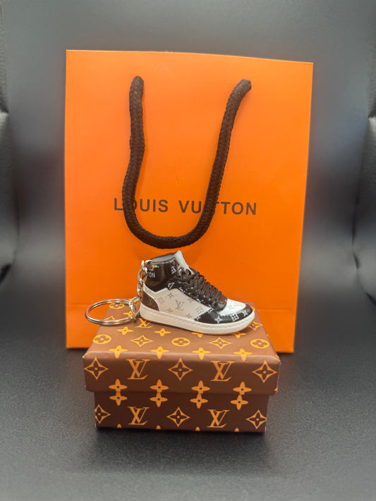 Luxus Miniatur-Sneaker Schlüsselanhänger – Schwarz/Weiß – Mit Geschenkbox