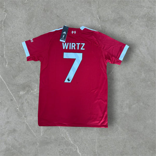 Hochwertiges rotes Fußball Trikot, Größe L, Nr. 7 Wirtz